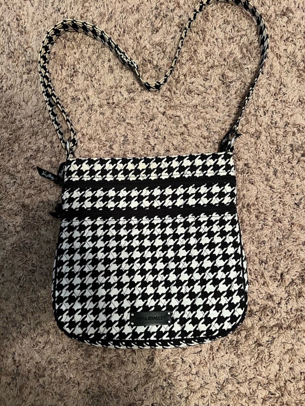 Vera Bradley Black & White Houndstooth Crossbody Purse